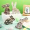 4 Pcs Easter Decoration Easter Bunny Wooden Sign Tabletop Rabbit Decor with Jute Rope Freestanding Farmhouse Rabbit Tiered Tray Decor for Spring Desk Decor (Brown)
